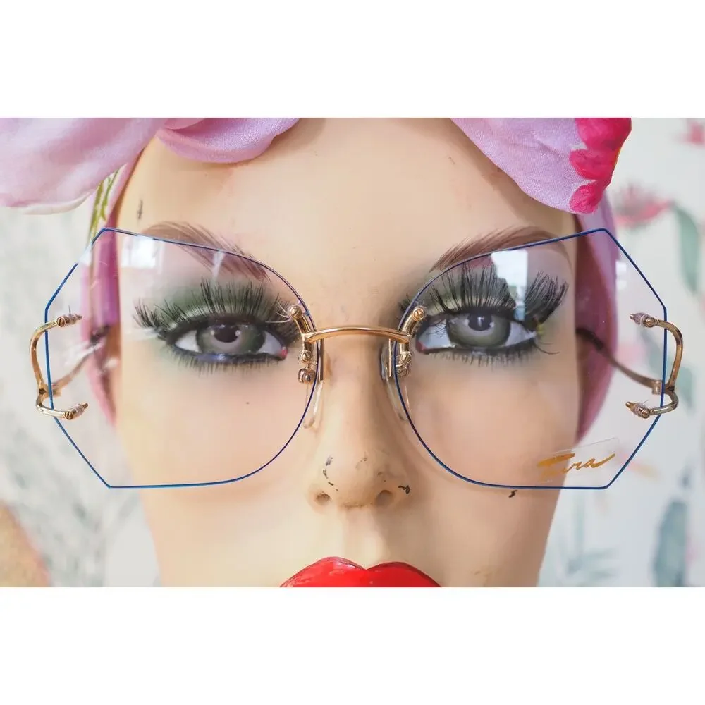 Vintage 1970s Tura Butterfly Sunglasses France Rimless JACKIE Retro Whimsigoth